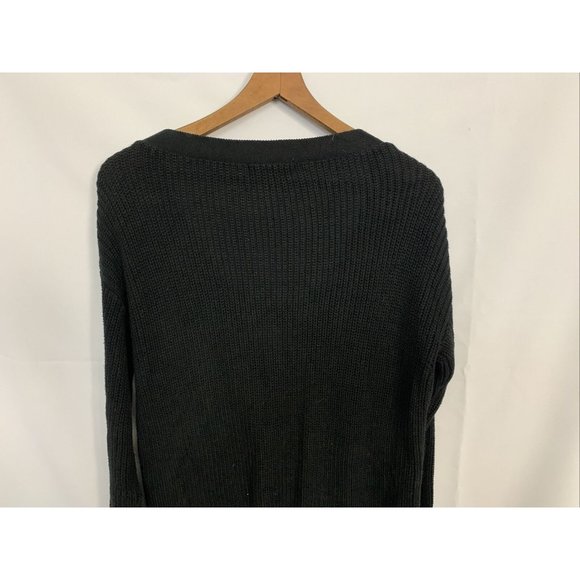 Guess Los Angeles Womens Lace Up Black Long Sleeve Thermal Blouse Top - Picture 5 of 6